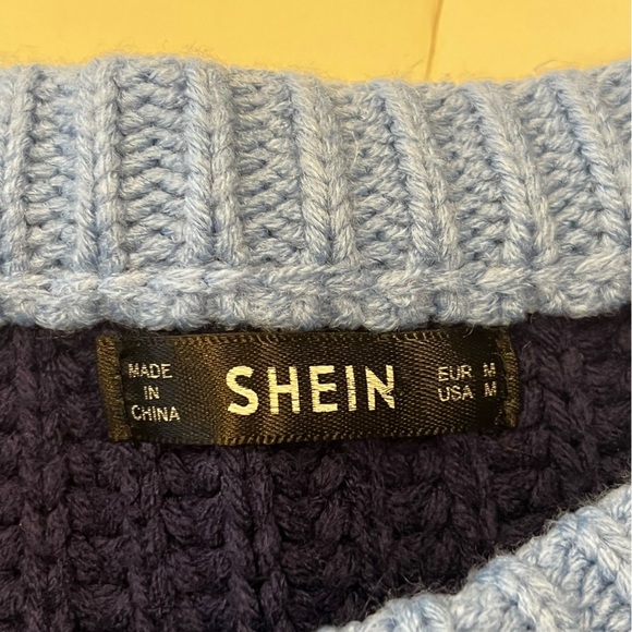 Women’s Cable Knit Sweater Oversized M Color Block Blue Orange Wide Sleeves - Picture 9 of 9